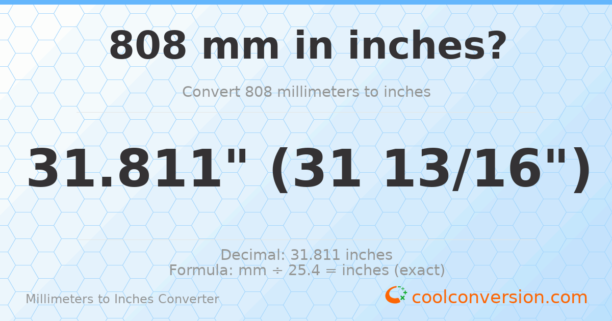 808 mm to inches — 31.811"