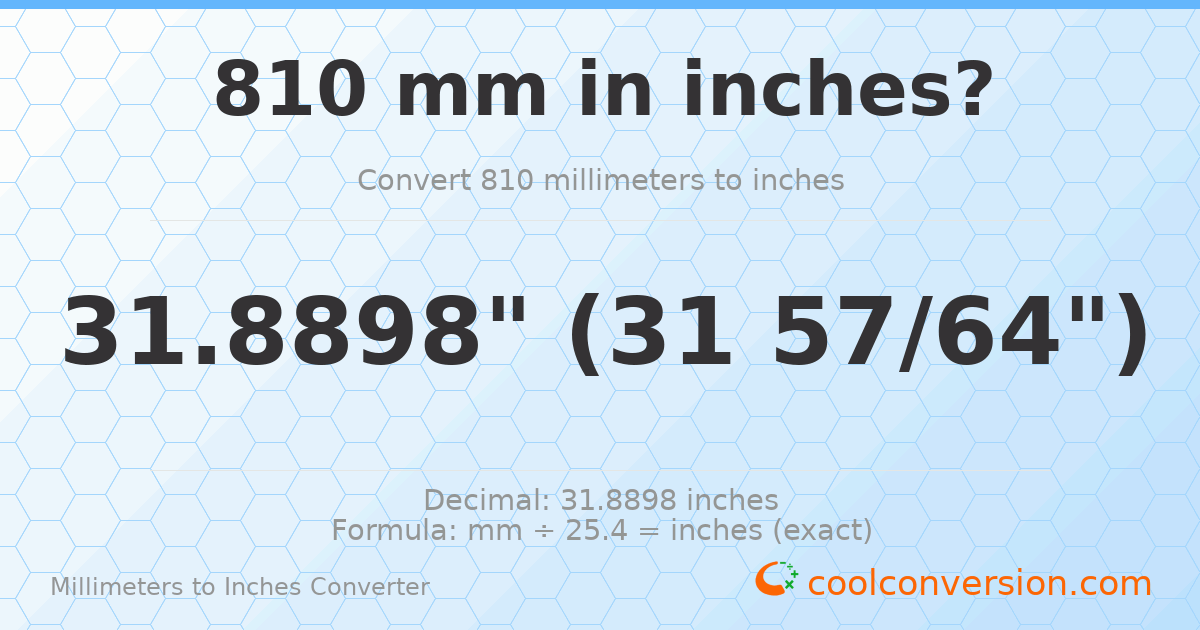 810 mm to inches — 31.8898"
