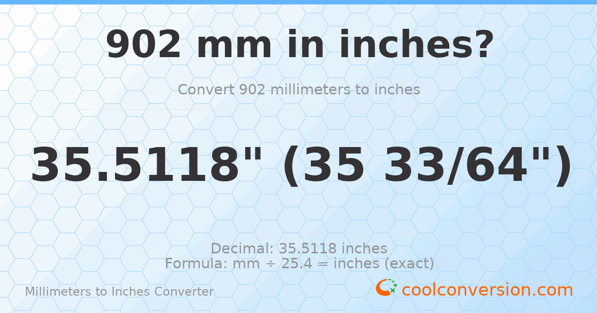 902 mm to inches — 35.5118"