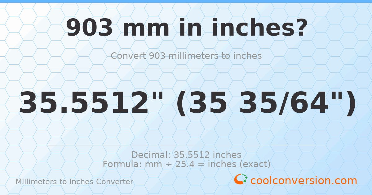 903 mm to inches — 35.5512"