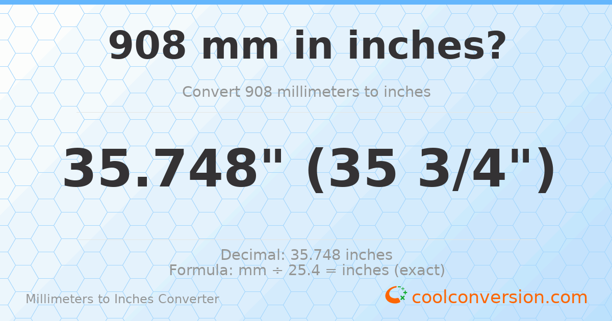 908 mm to inches — 35.748"