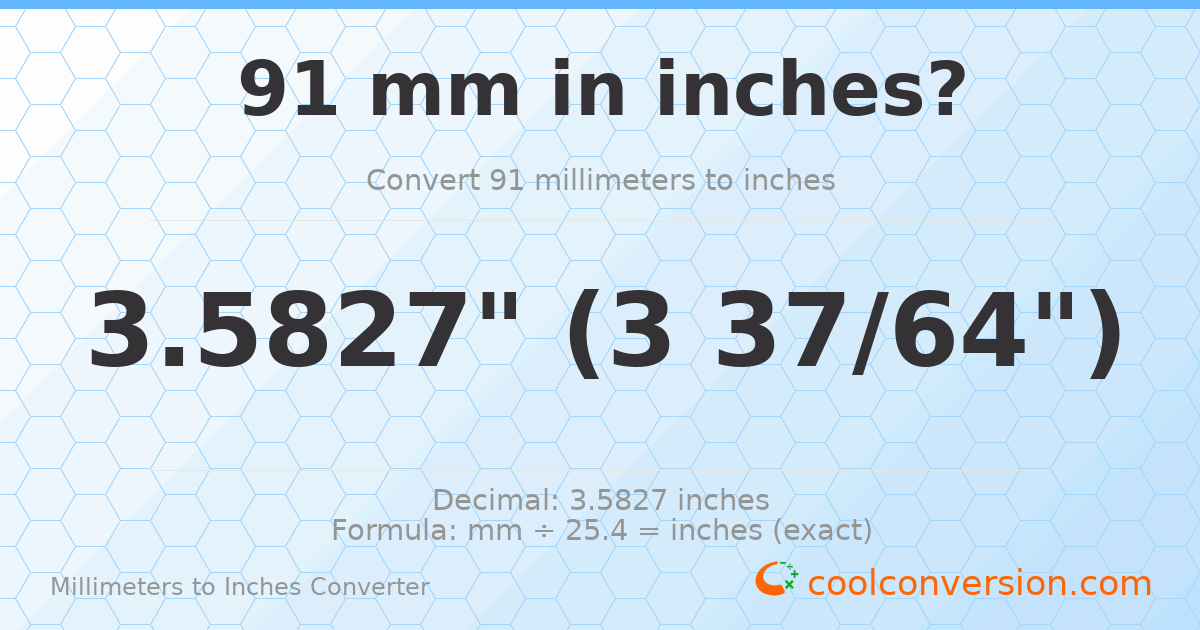 91 mm to inches — 3.5827"