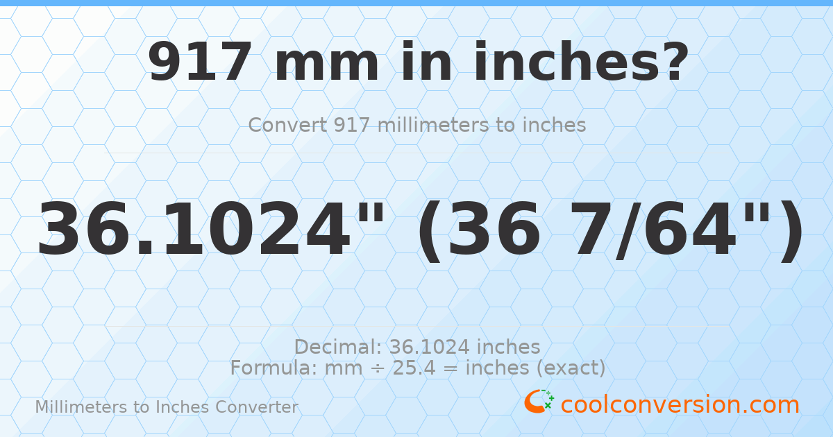 917 mm to inches — 36.1024"