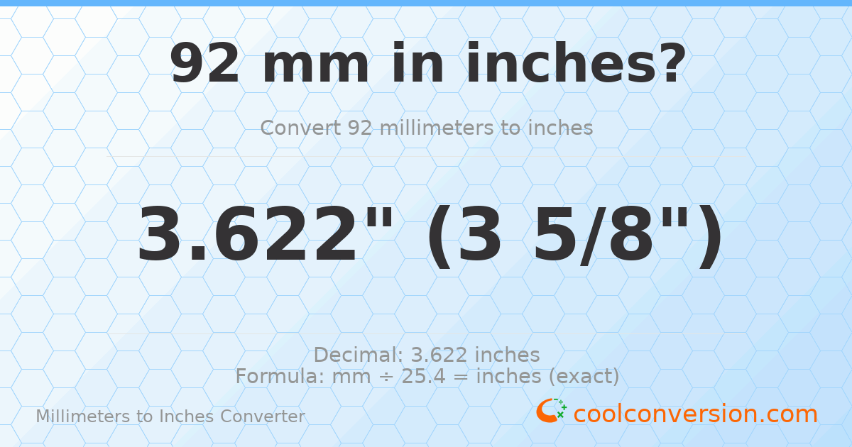 92 mm to inches — 3.622"
