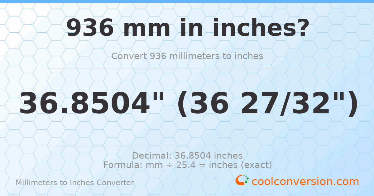 936 mm to inches — 36.8504"