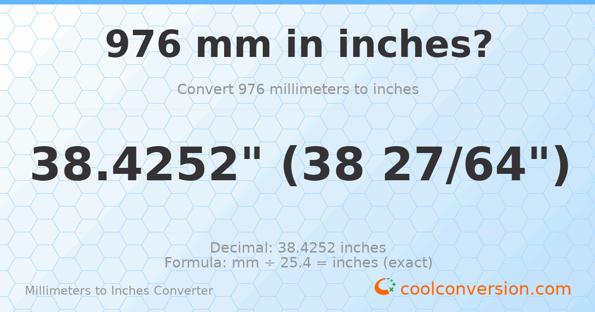 976 mm to inches — 38.4252"
