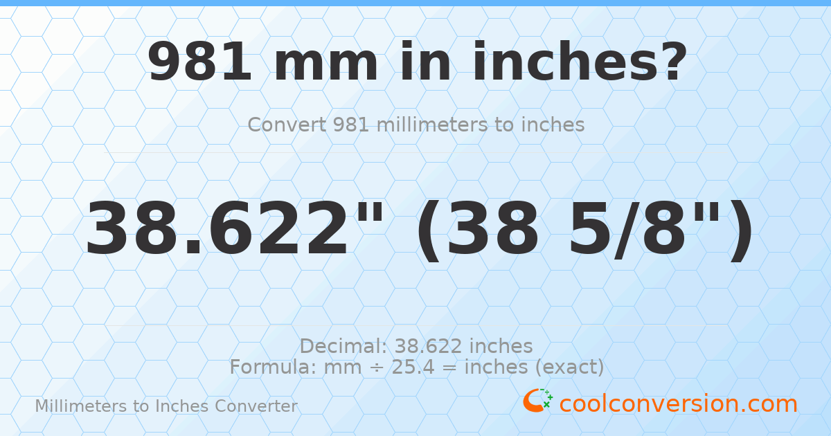 981 mm to inches — 38.622"