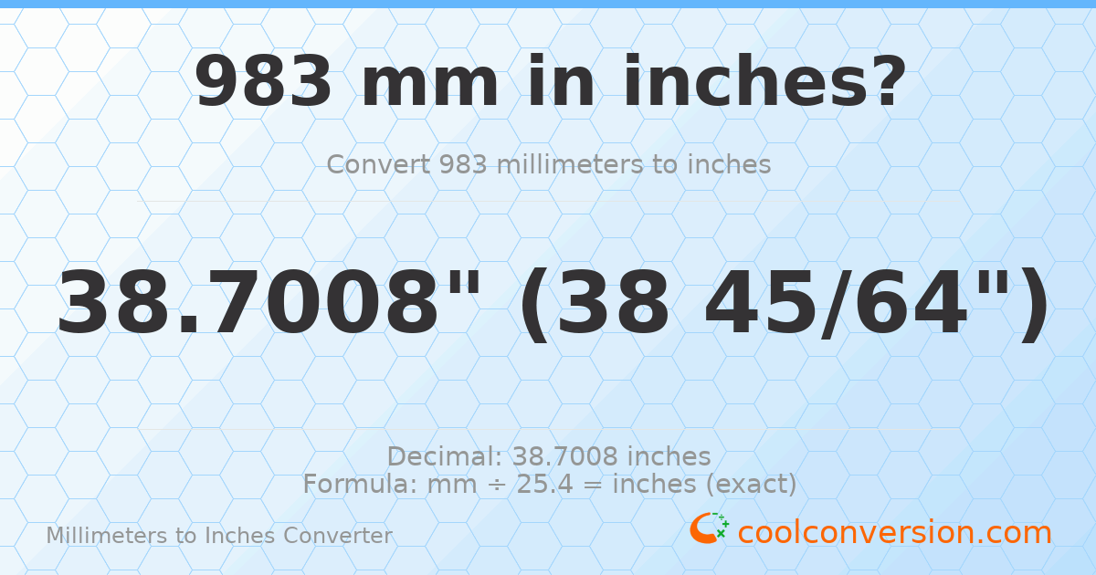 983 mm to inches — 38.7008"