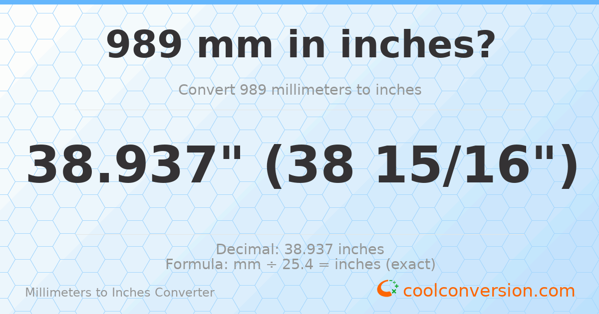 989 mm to inches — 38.937"