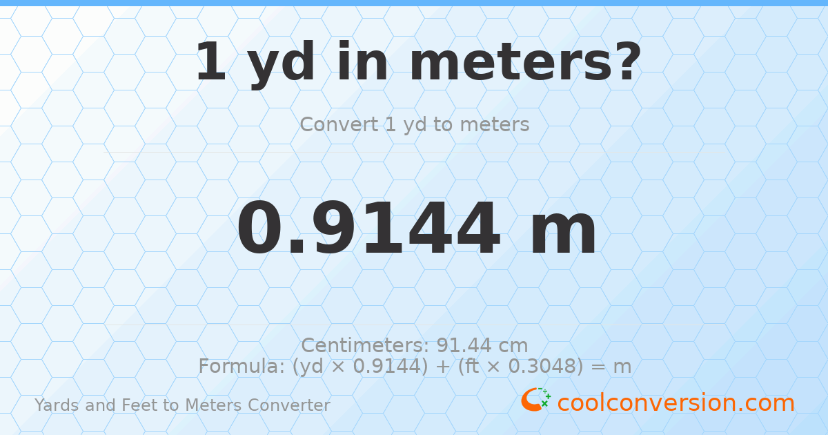 1 yd 0 ft to meters — 0.9144 m