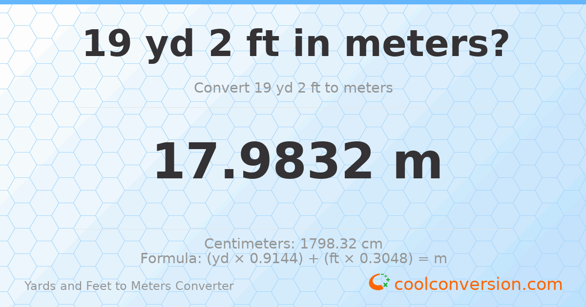 19 yd 2 ft to meters — 17.9832 m