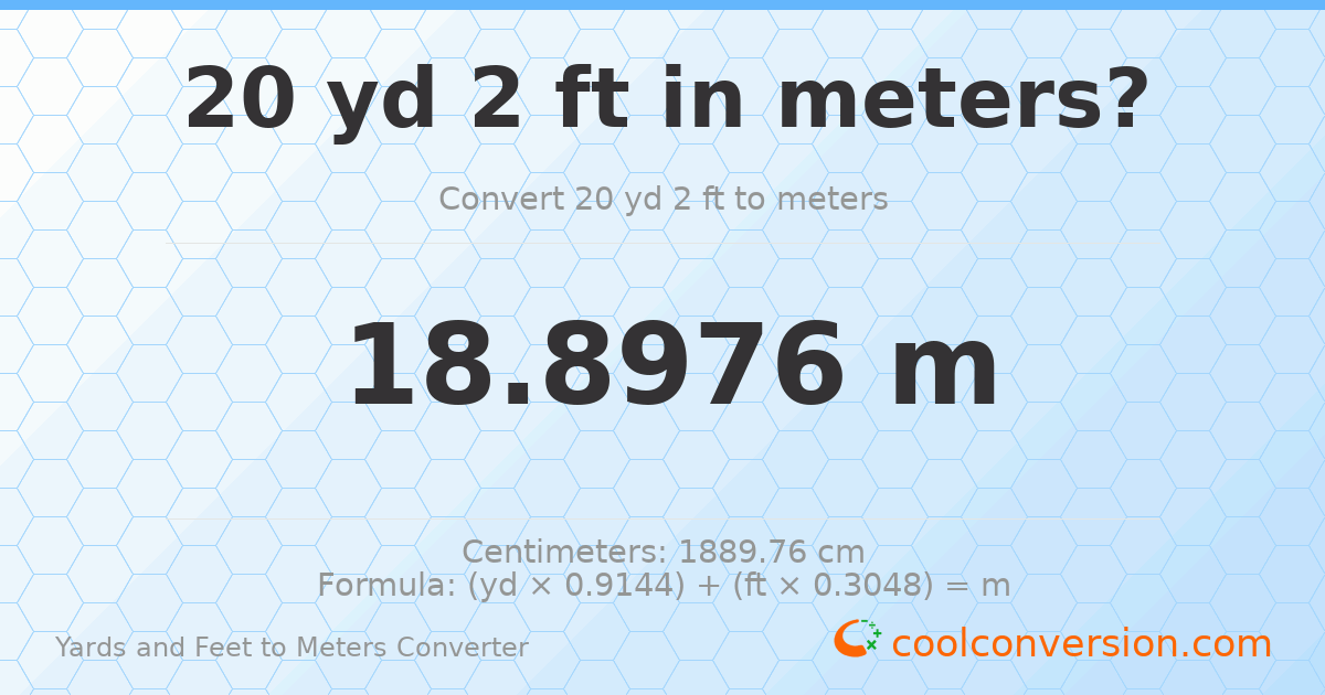 20 yd 2 ft to meters — 18.8976 m
