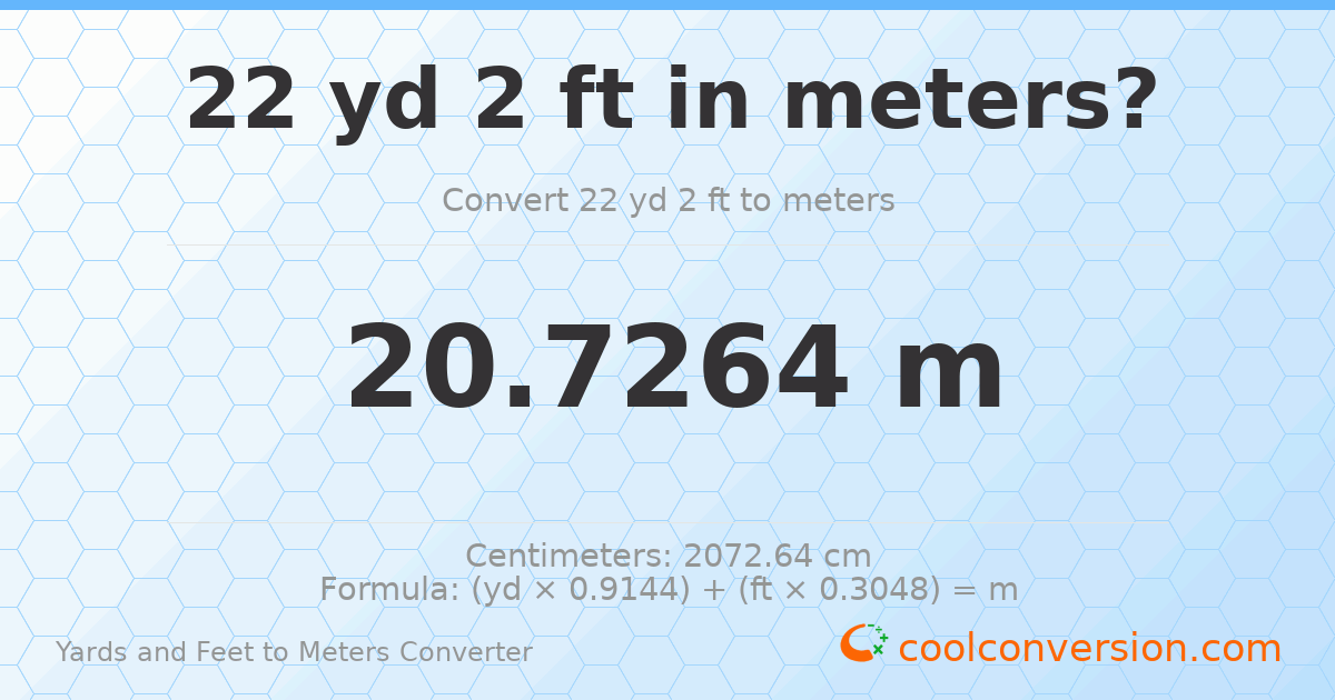 22 yd 2 ft to meters — 20.7264 m