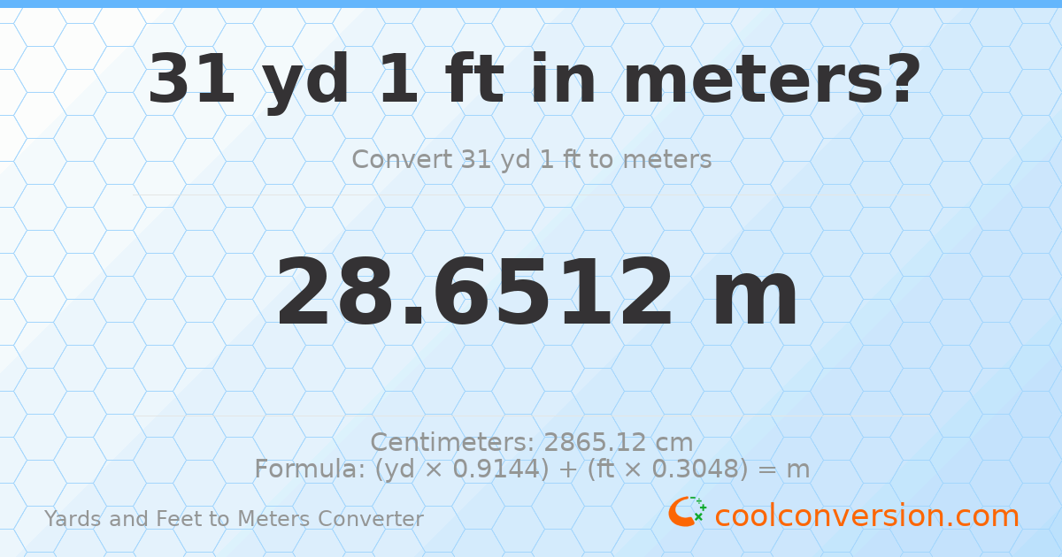 31 yd 1 ft to meters — 28.6512 m