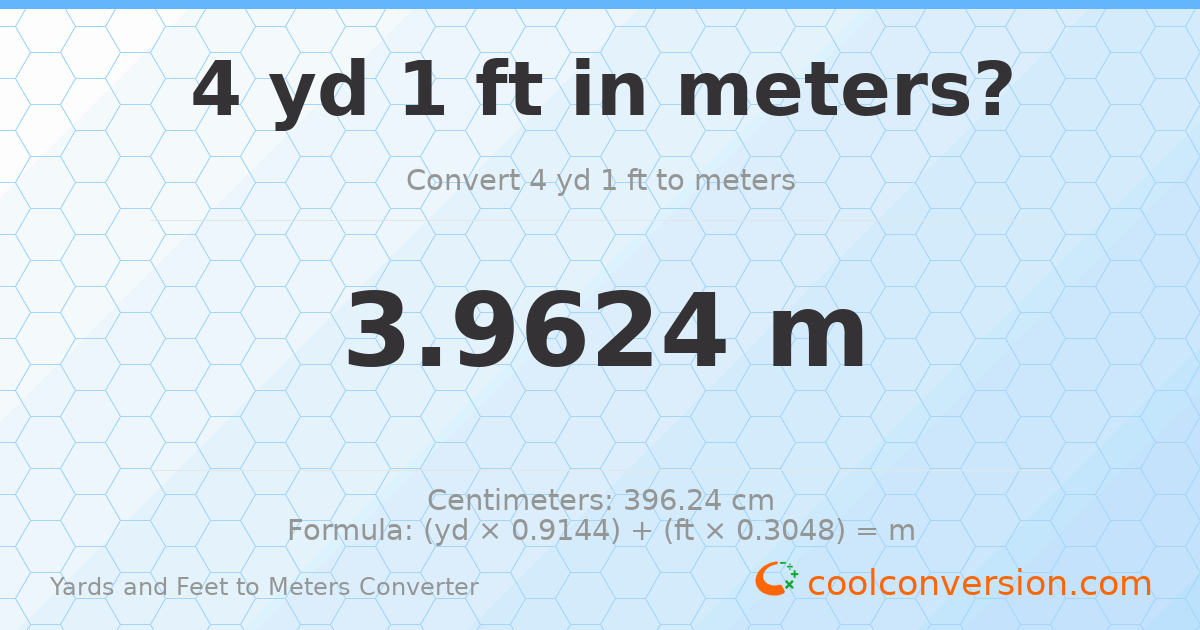 4 yd 1 ft to meters — 3.9624 m