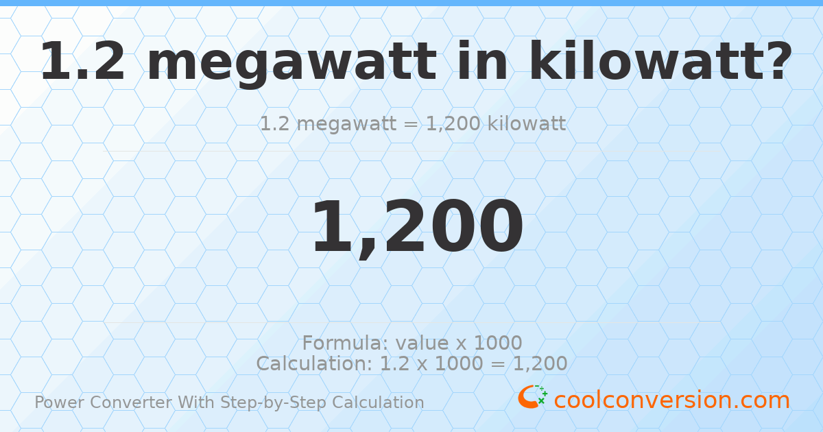 1.2 megawatts = 1200 kilowatts