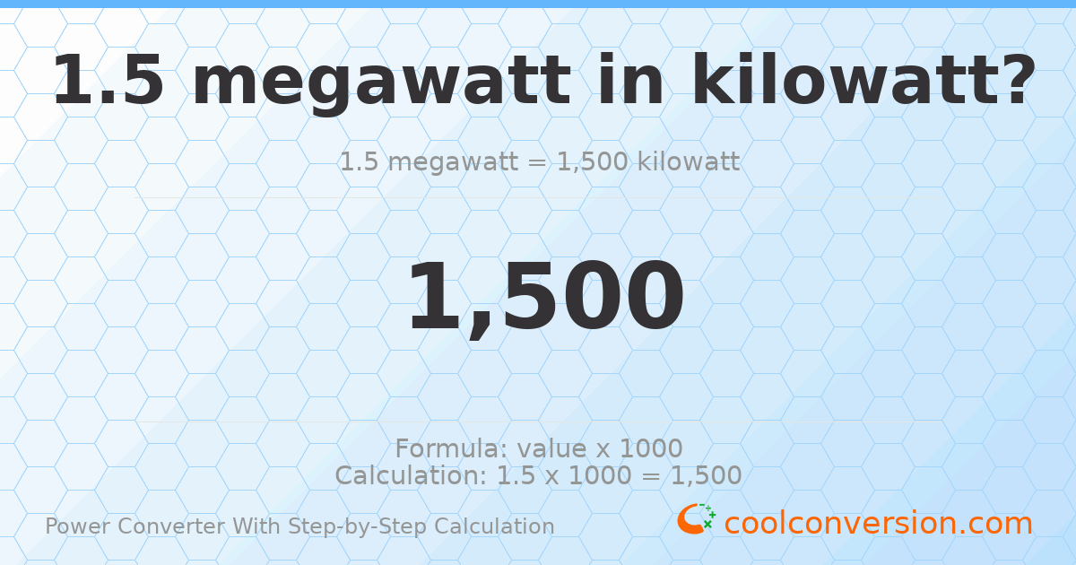 1.5 megawatts = 1500 kilowatts