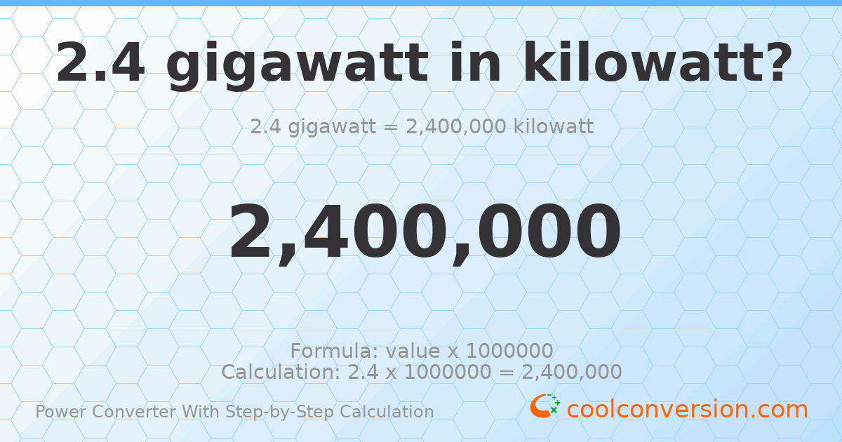 2.4 gigawatts = 2400000 kilowatts