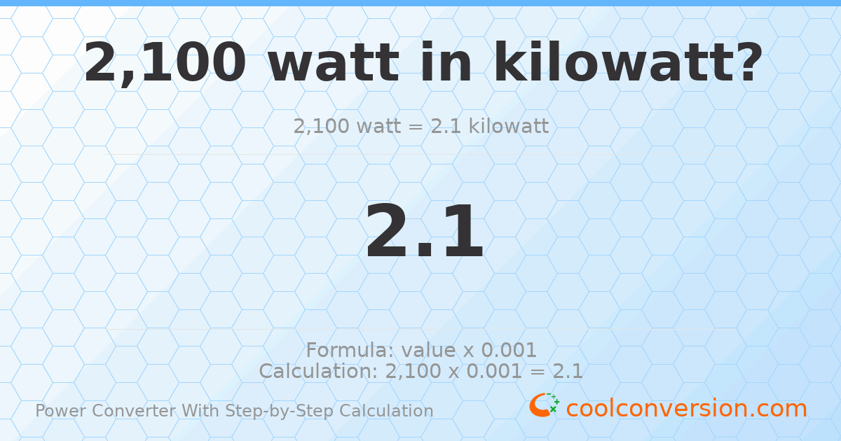 2100 watts = 2.1 kilowatts
