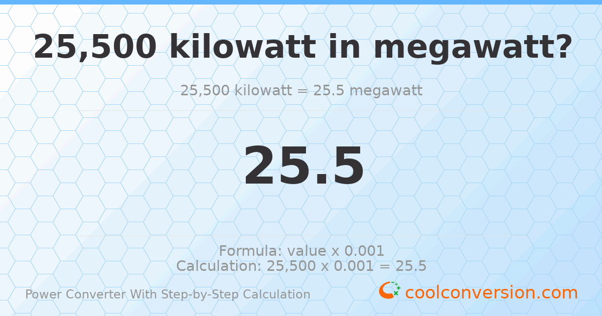 25500 kilowatts = 25.5 megawatts