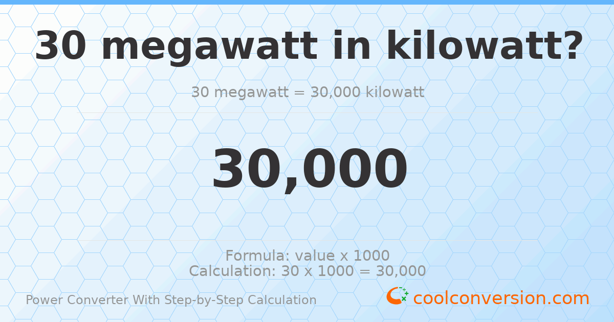 30 megawatts = 30000 kilowatts