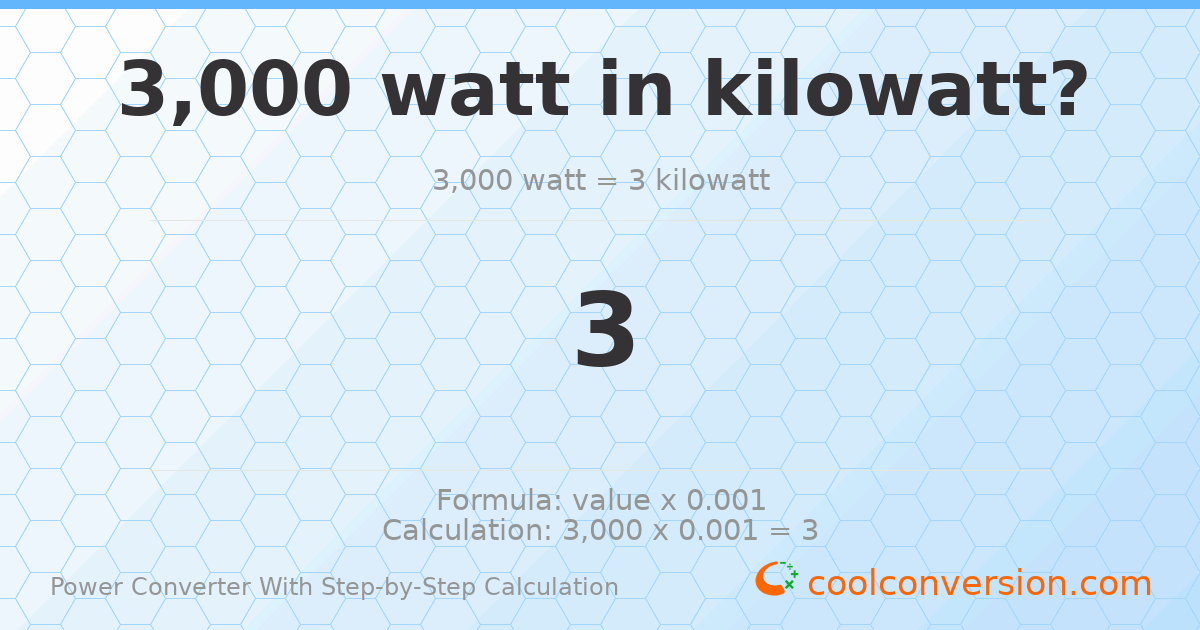 3000 watts = 3 kilowatts