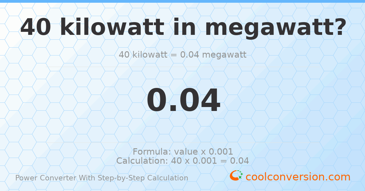 40 kilowatts = 0.04 megawatts