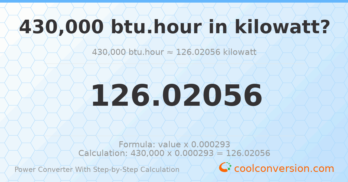 430000 Btu/hour = 126.021 kilowatts