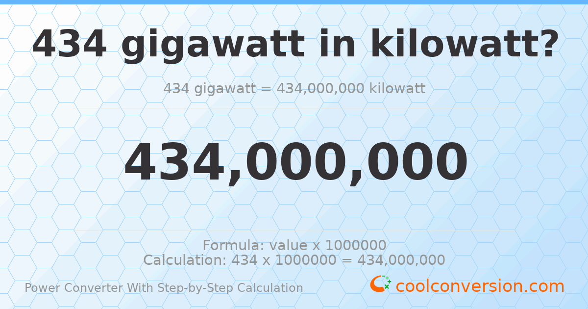 434 gigawatts = 4.34 × 10⁸ kilowatts
