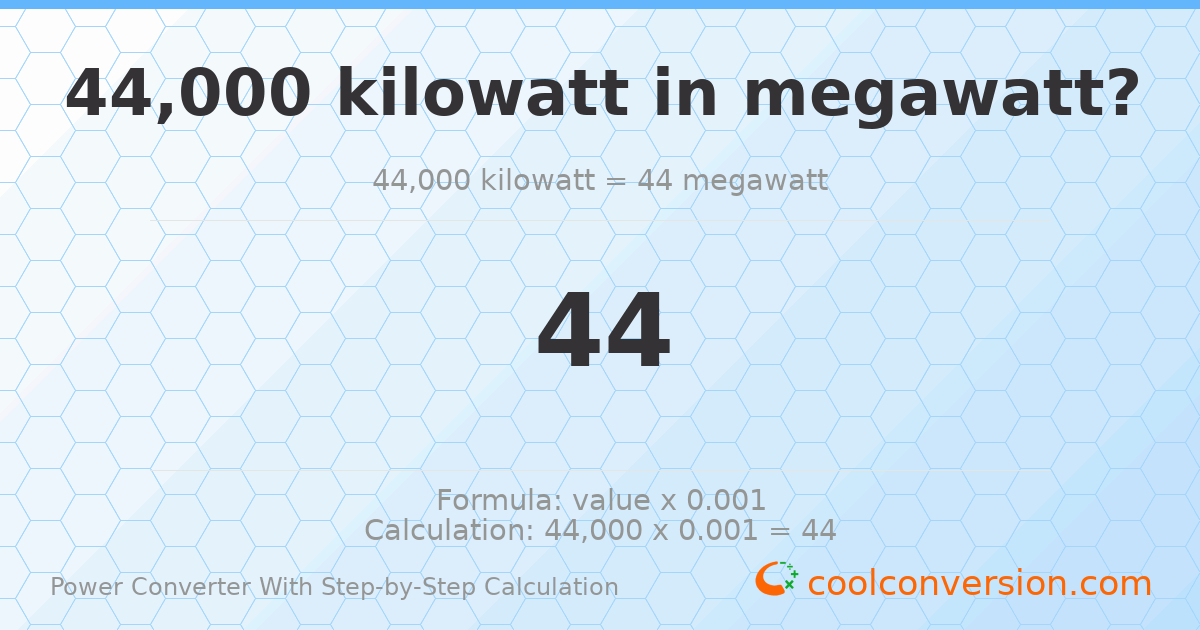44000 kilowatts = 44 megawatts