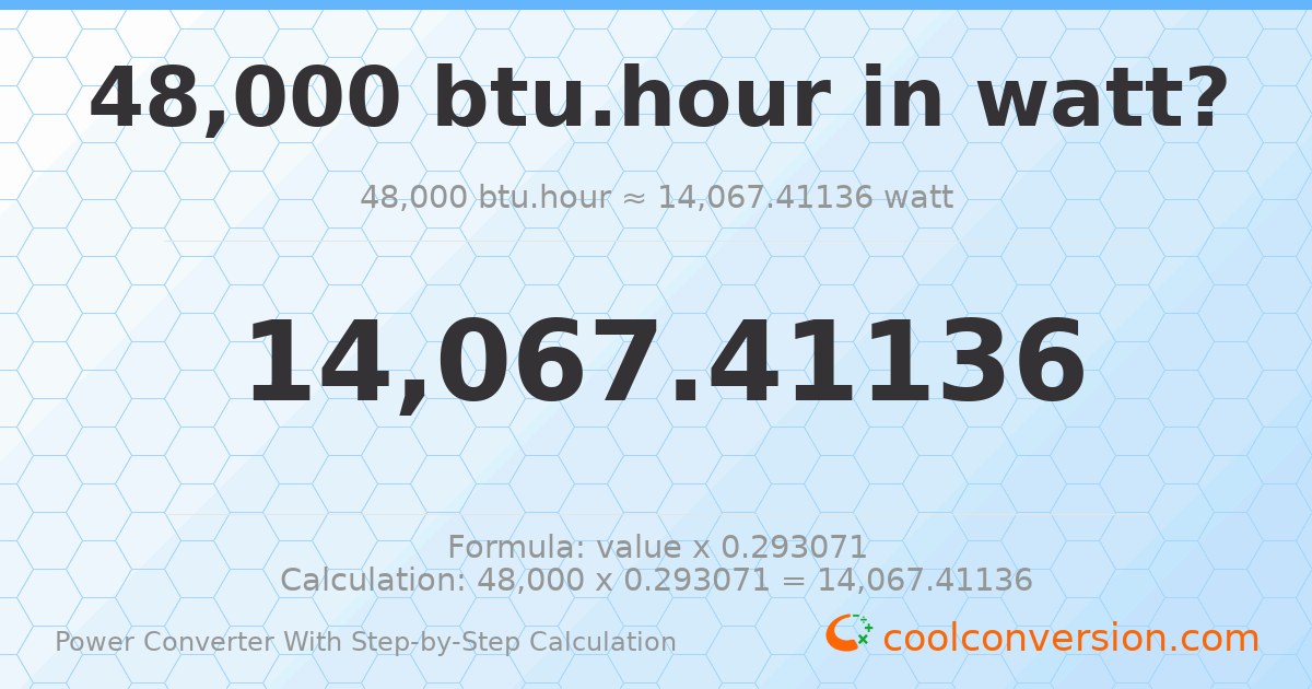 48000 Btu/hour = 14067.4 watts