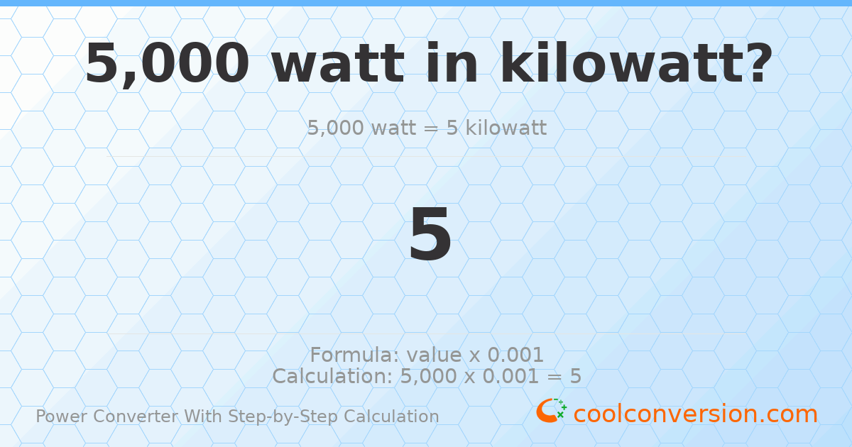 5000 watts = 5 kilowatts