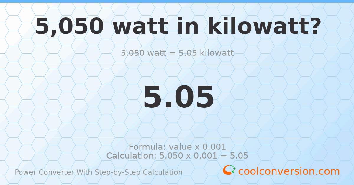 5050 watts = 5.05 kilowatts