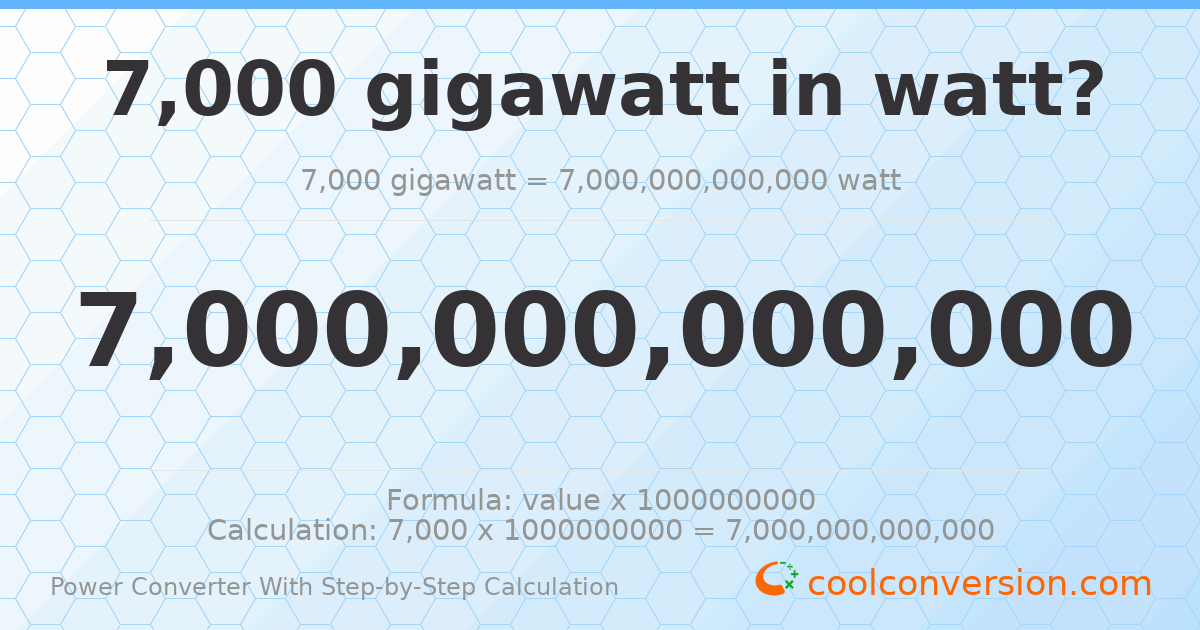 7000 gigawatts = 7 × 10¹² watts
