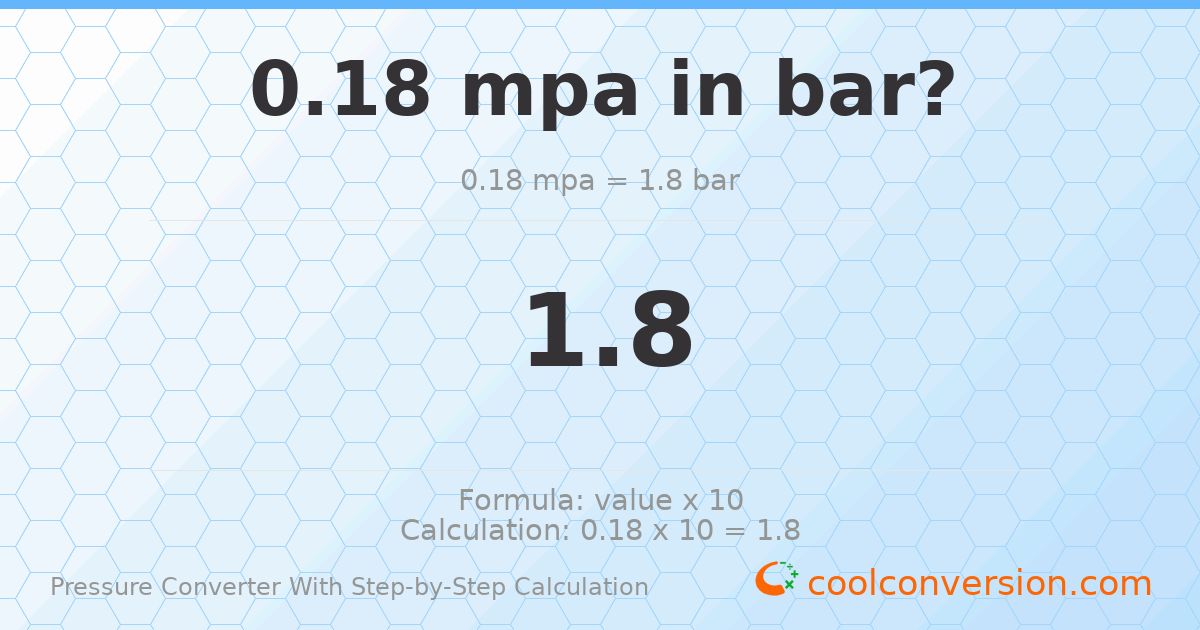 0.18 MPa = 1.8 bar