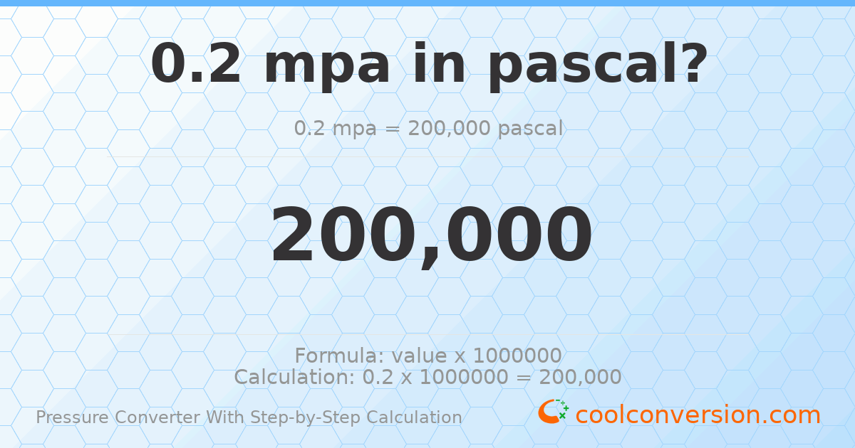 0.2 MPa = 200000 pascals