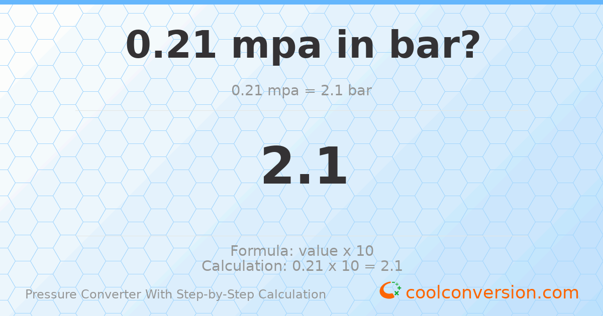0.21 MPa = 2.1 bar