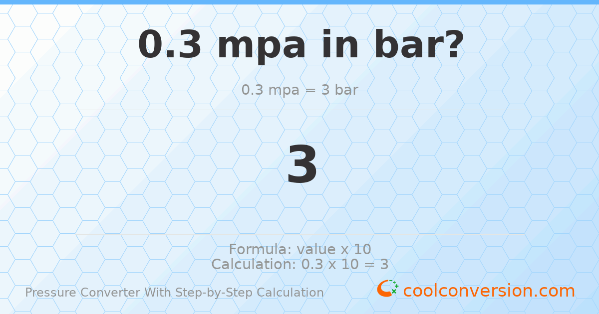 0.3 MPa = 3 bar