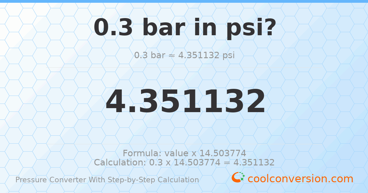 0.3 bar = 4.35113 psi