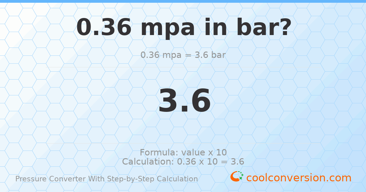 0.36 MPa = 3.6 bar