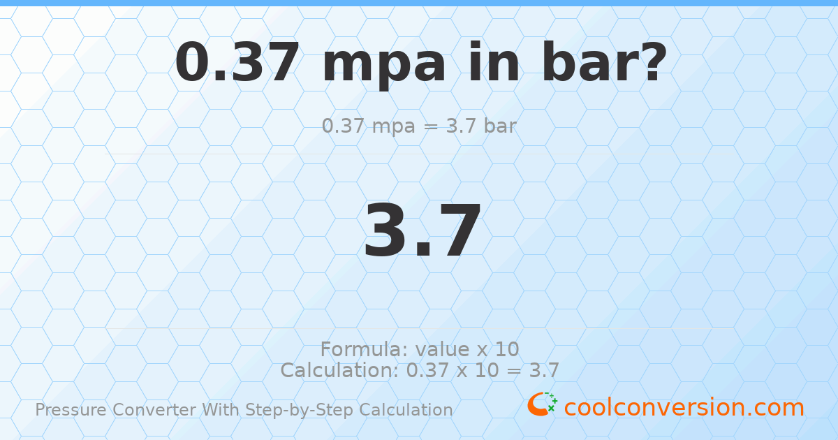 0.37 MPa = 3.7 bar