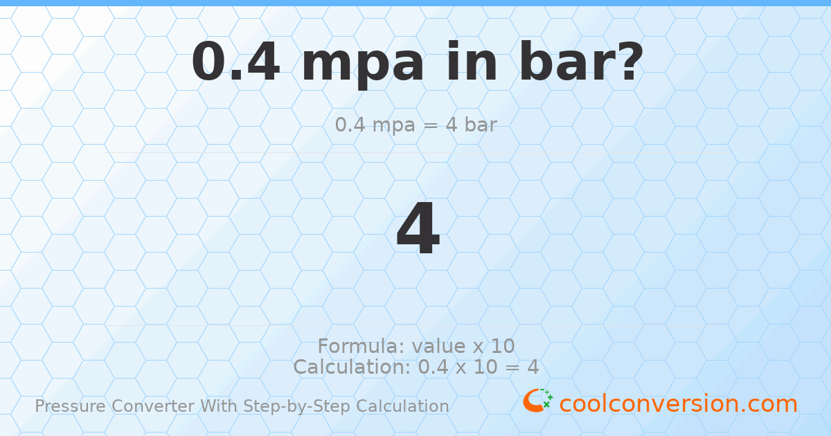 0.4 MPa = 4 bar