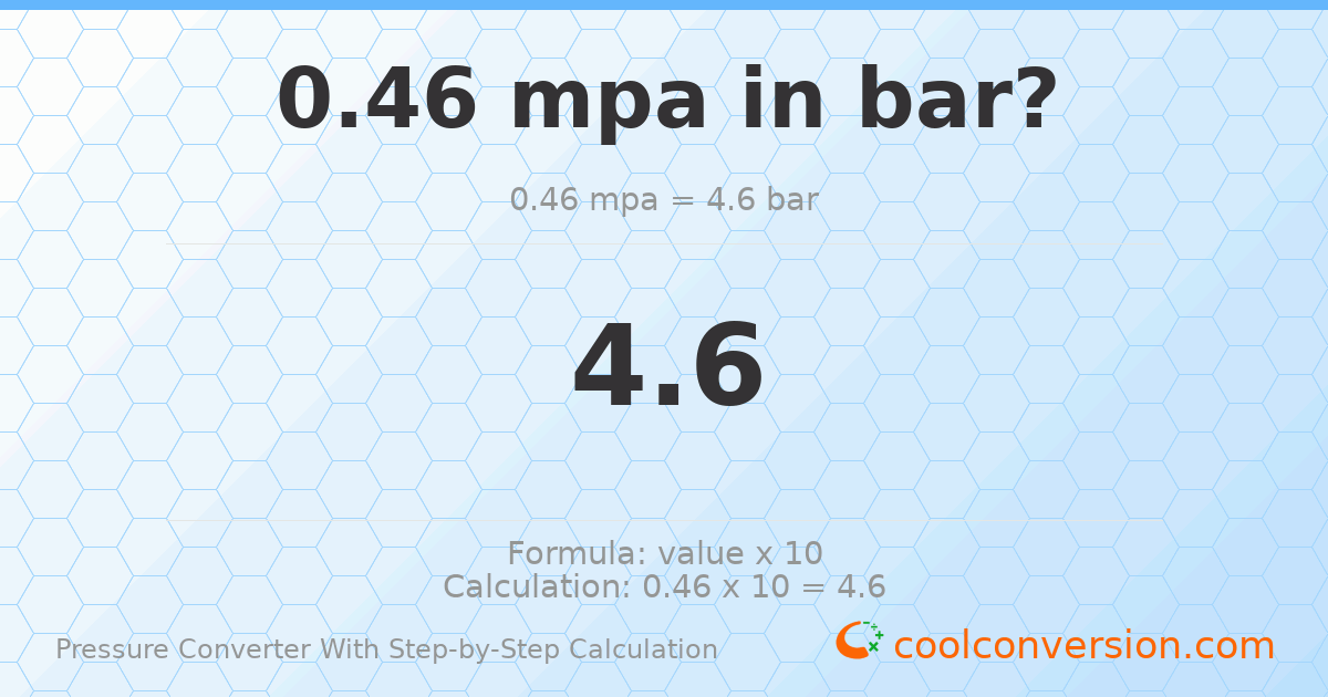 0.46 MPa = 4.6 bar