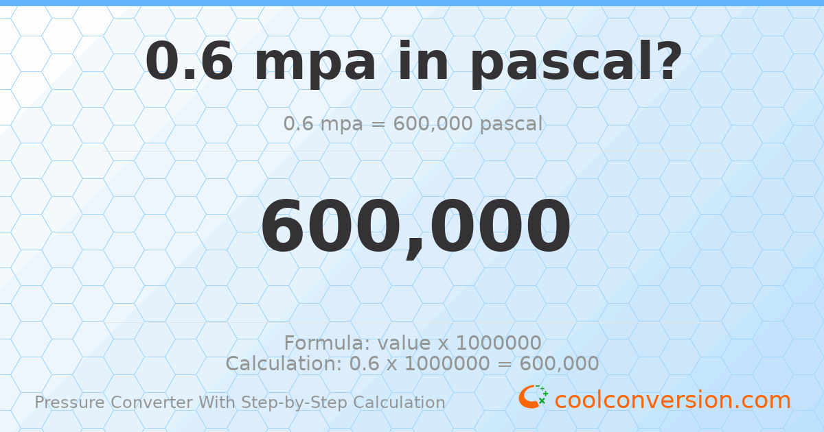 0.6 MPa = 600000 pascals