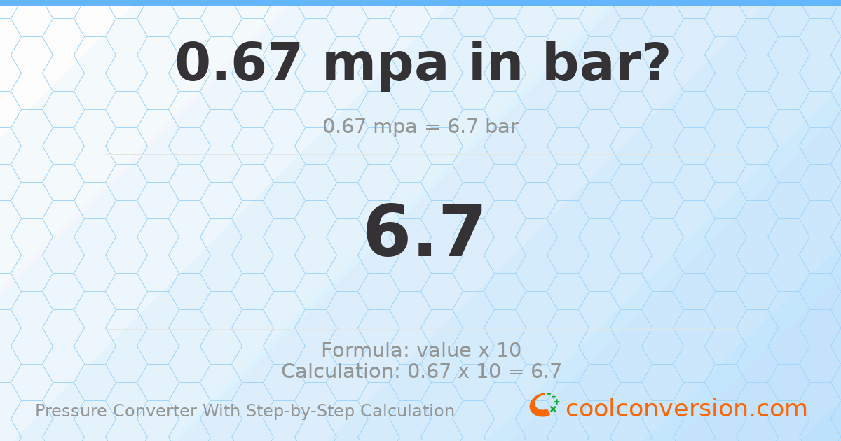 0.67 MPa = 6.7 bar
