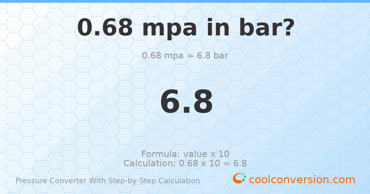 0.68 MPa = 6.8 bar