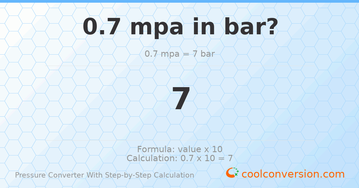 0.7 MPa = 7 bar