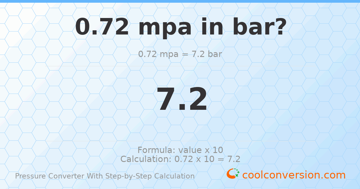 0.72 MPa = 7.2 bar