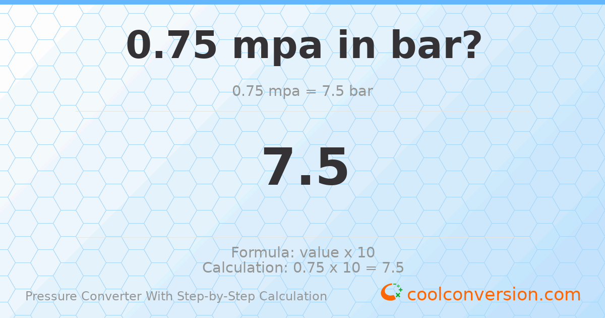 0.75 MPa = 7.5 bar