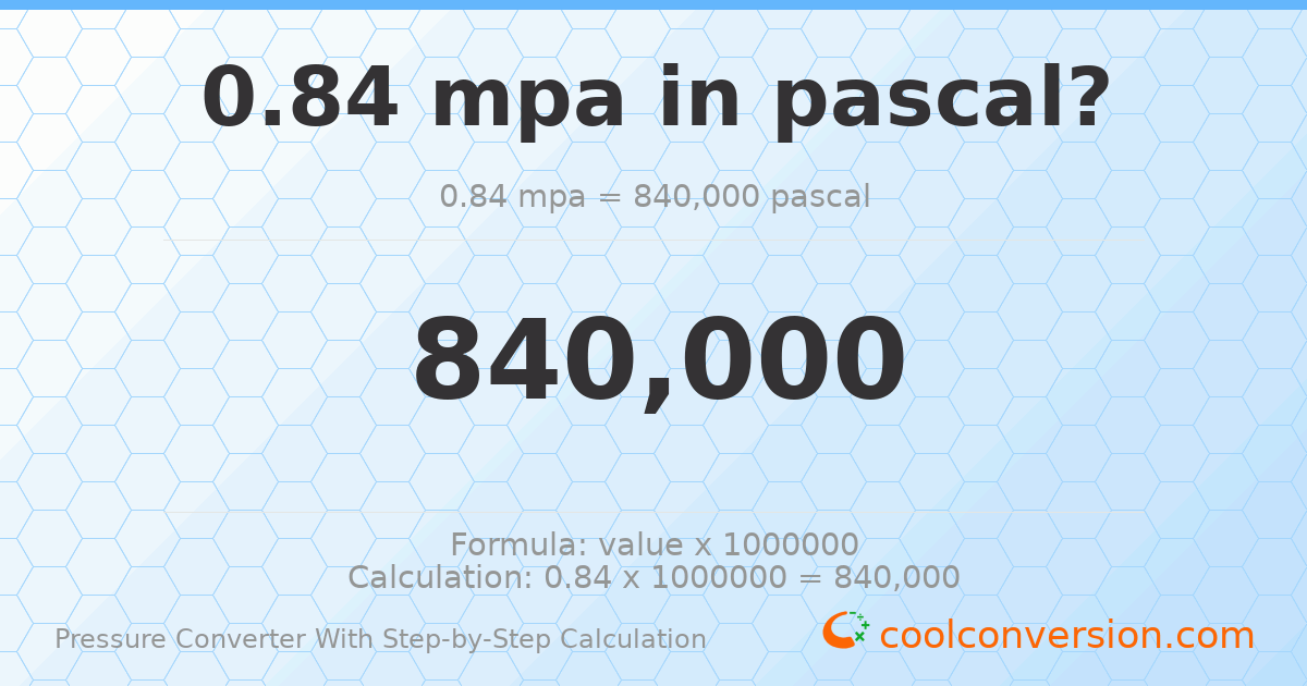 0.84 MPa = 840000 pascals